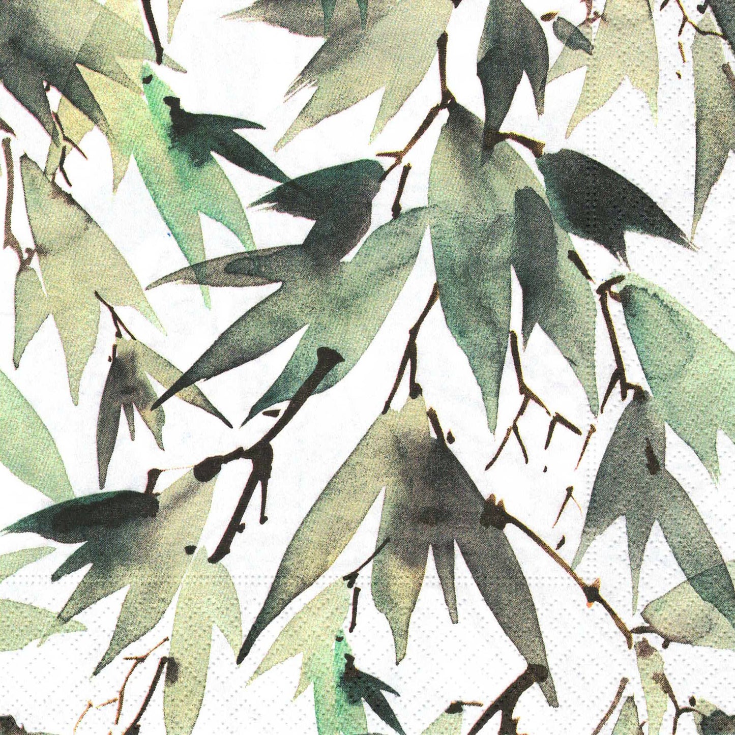 Watercolour Leaves Green Luncheon Napkin