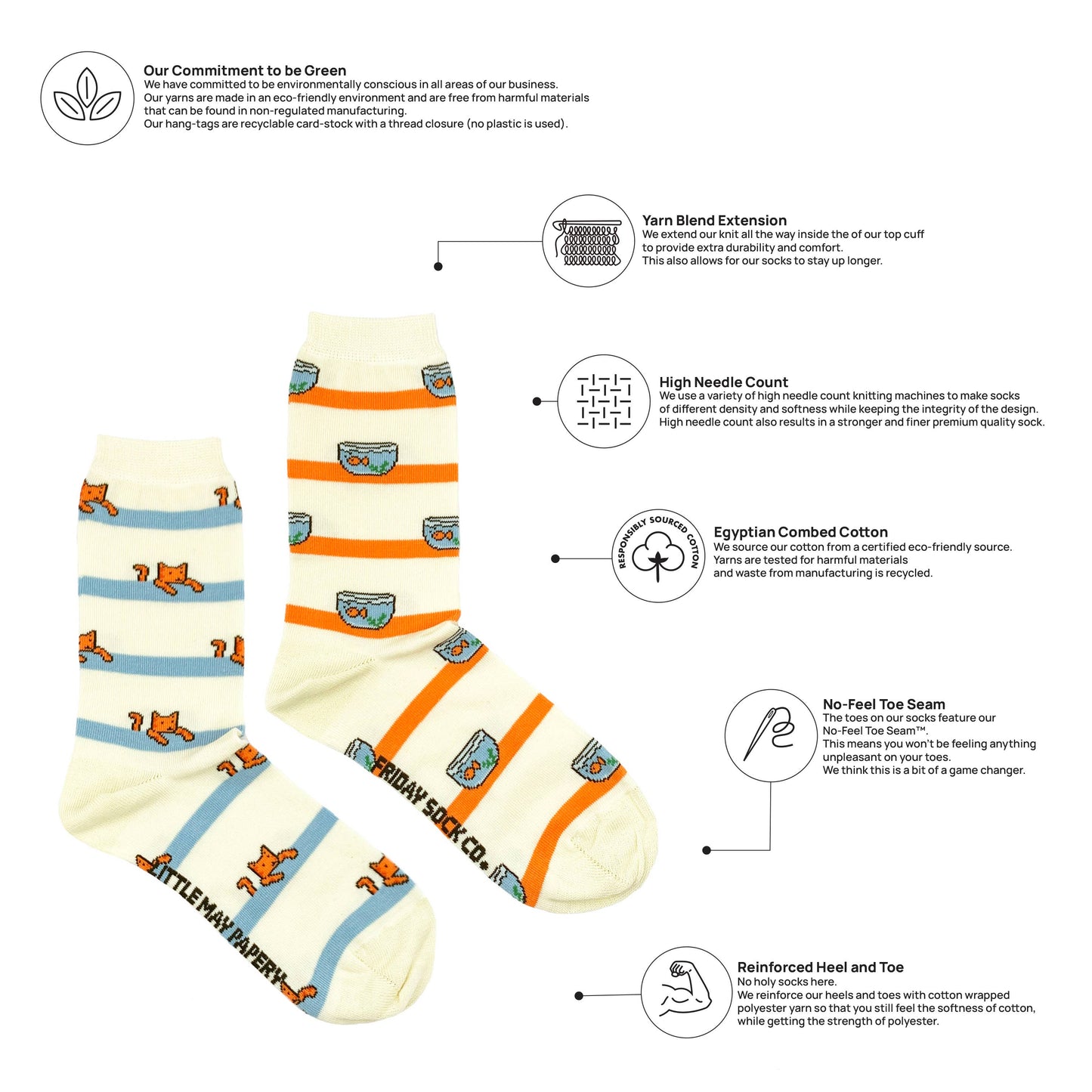 Women’s Cat and Fishbowl  Socks: Women’s 5 – 10