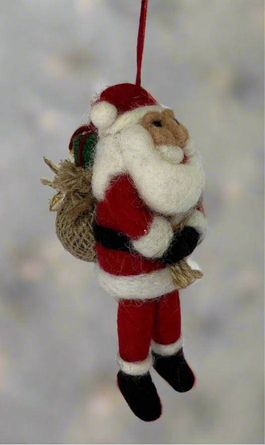 Santa with Bag and Gift Ornament