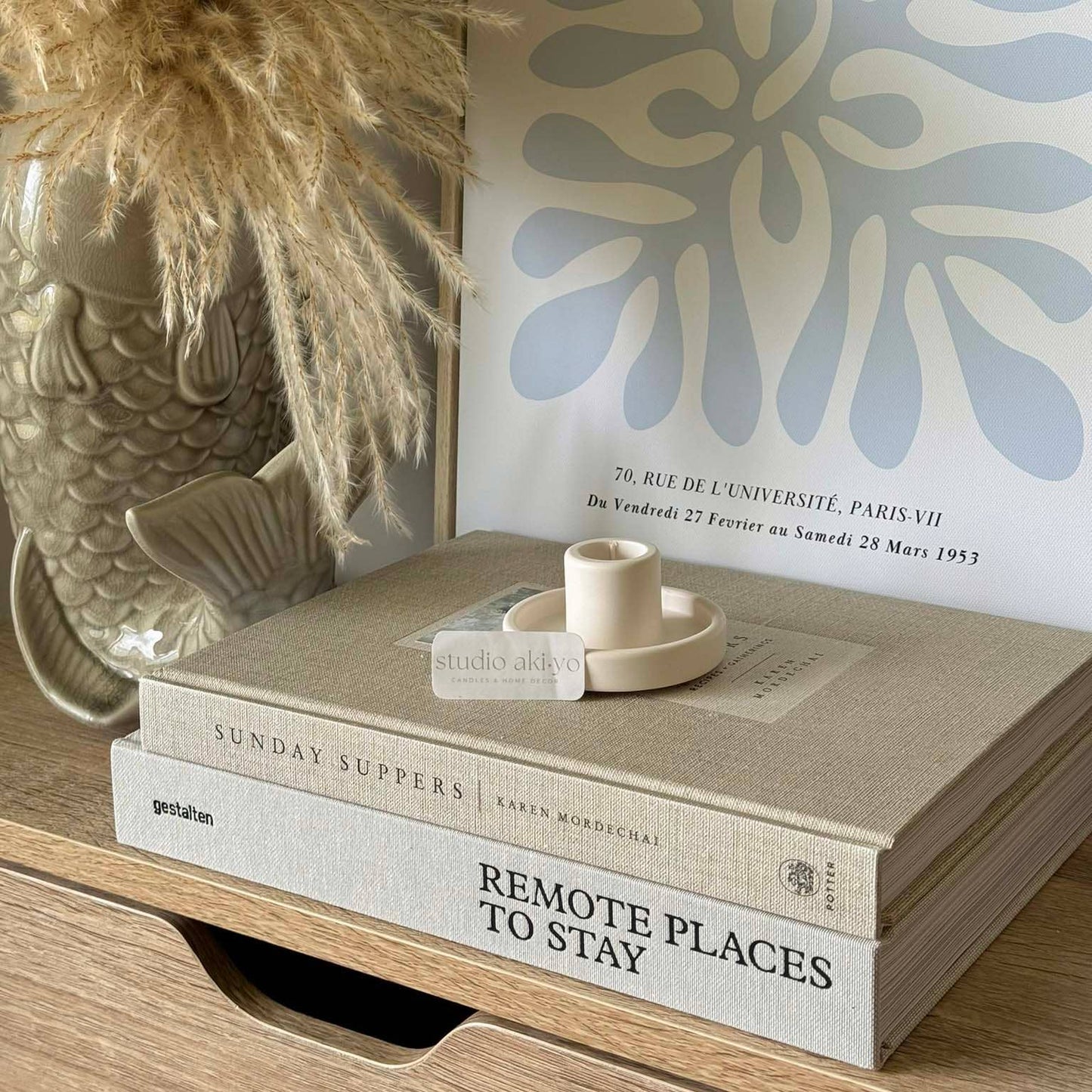 Round Taper Candle Holder | Minimalist Candlestick Holder: Light Beige
