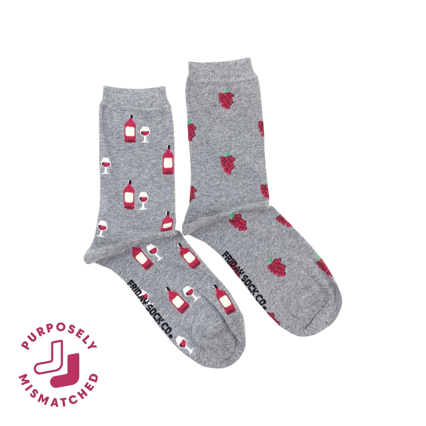 Women's Red Wine & Grapes Socks: Women’s 5 – 10