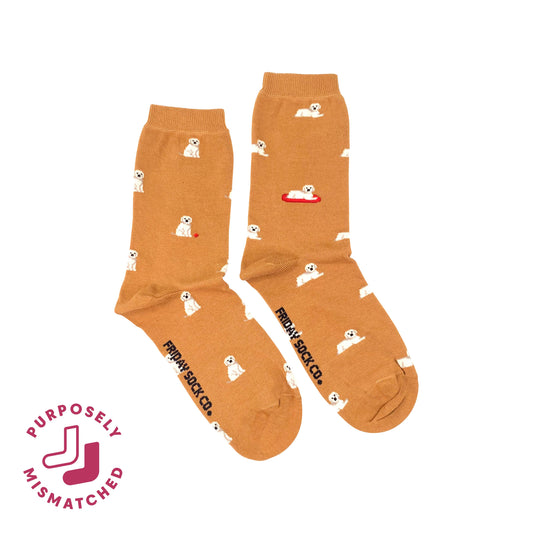 Women's  Tiny Golden Dog Socks: Women’s 5 – 10