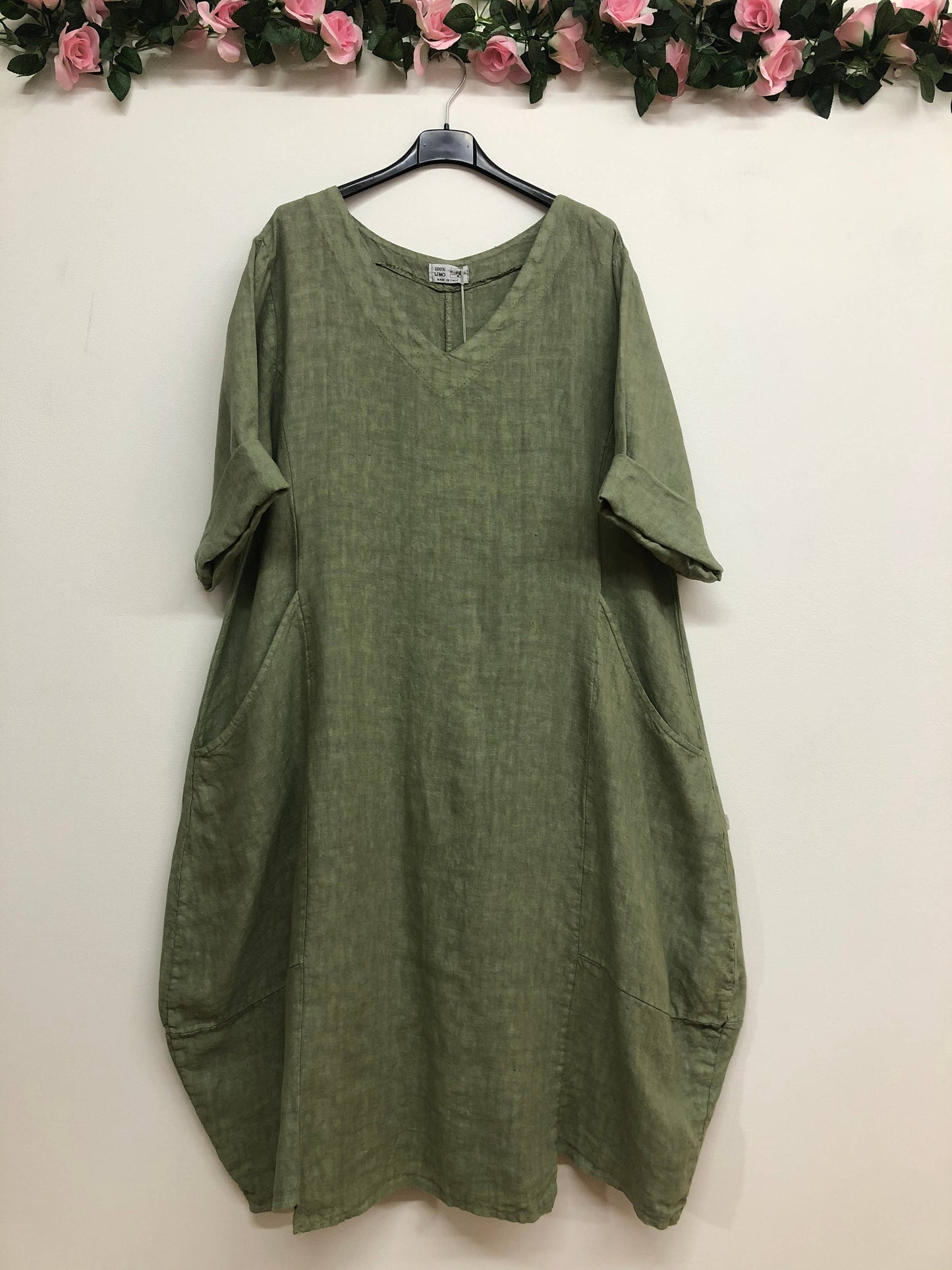 277 DRESS IN LINEN  PERSIMMON