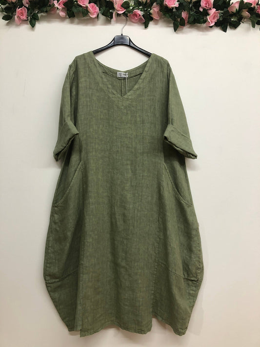 277 DRESS IN LINEN  PERSIMMON