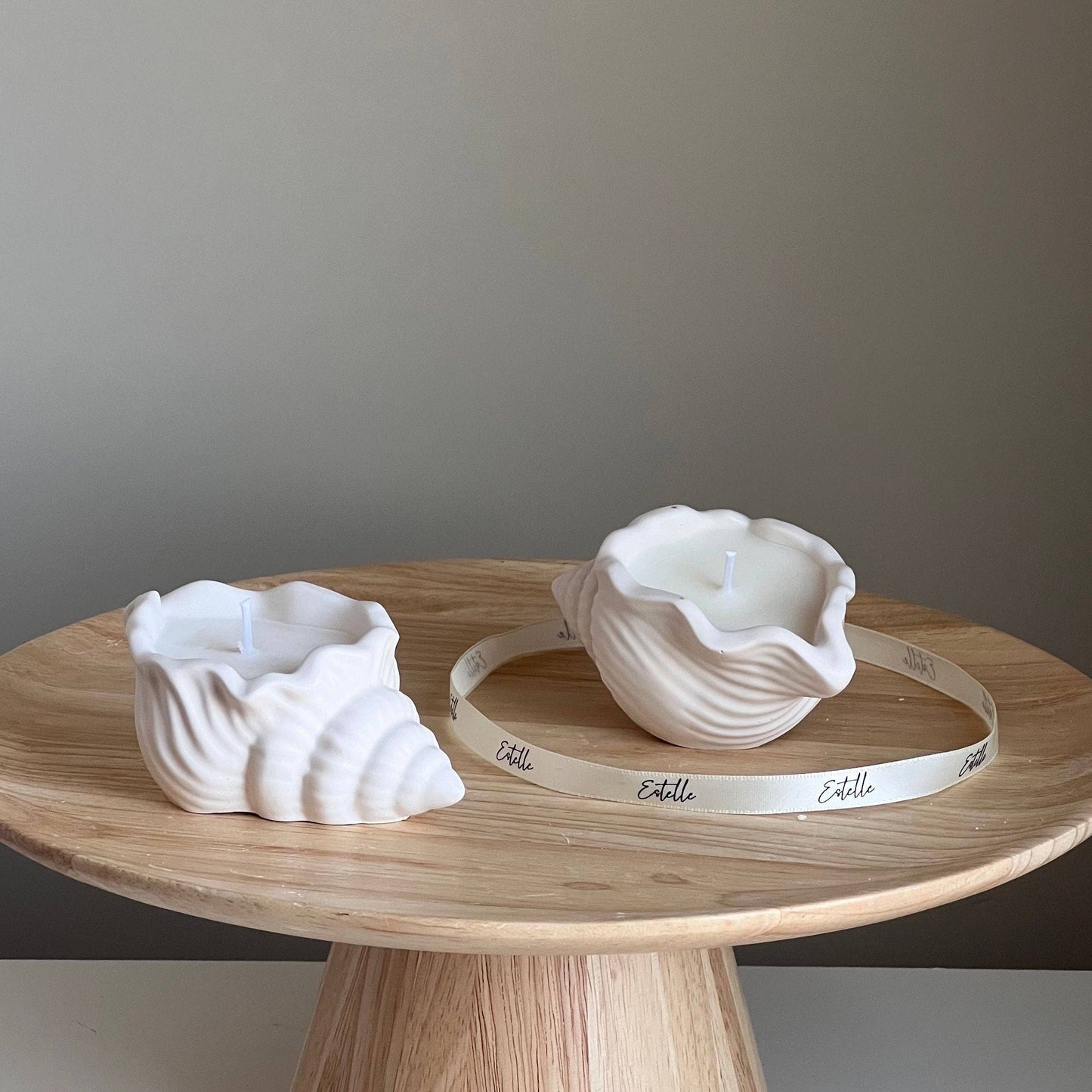 Shell Jar Soy Wax Candle | Handmade Jesmonite Vessel: Lavender&Sea salt