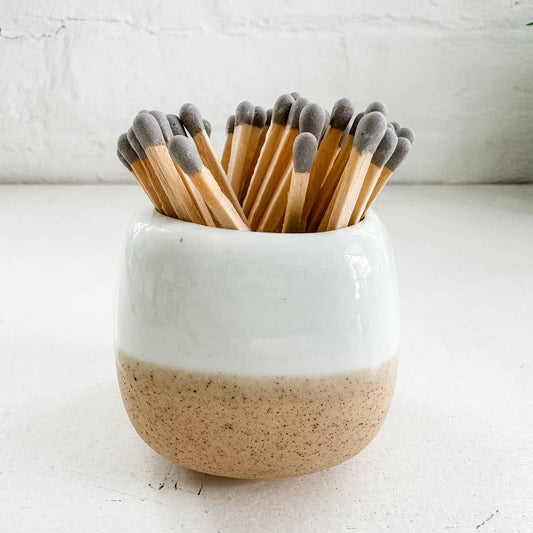 Ceramic Match Holder Ivory with 50 long matches