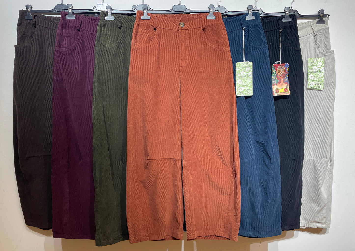 77503 VELVET TROUSERS WITH POCKETS, IN COTTON: ROUILLE