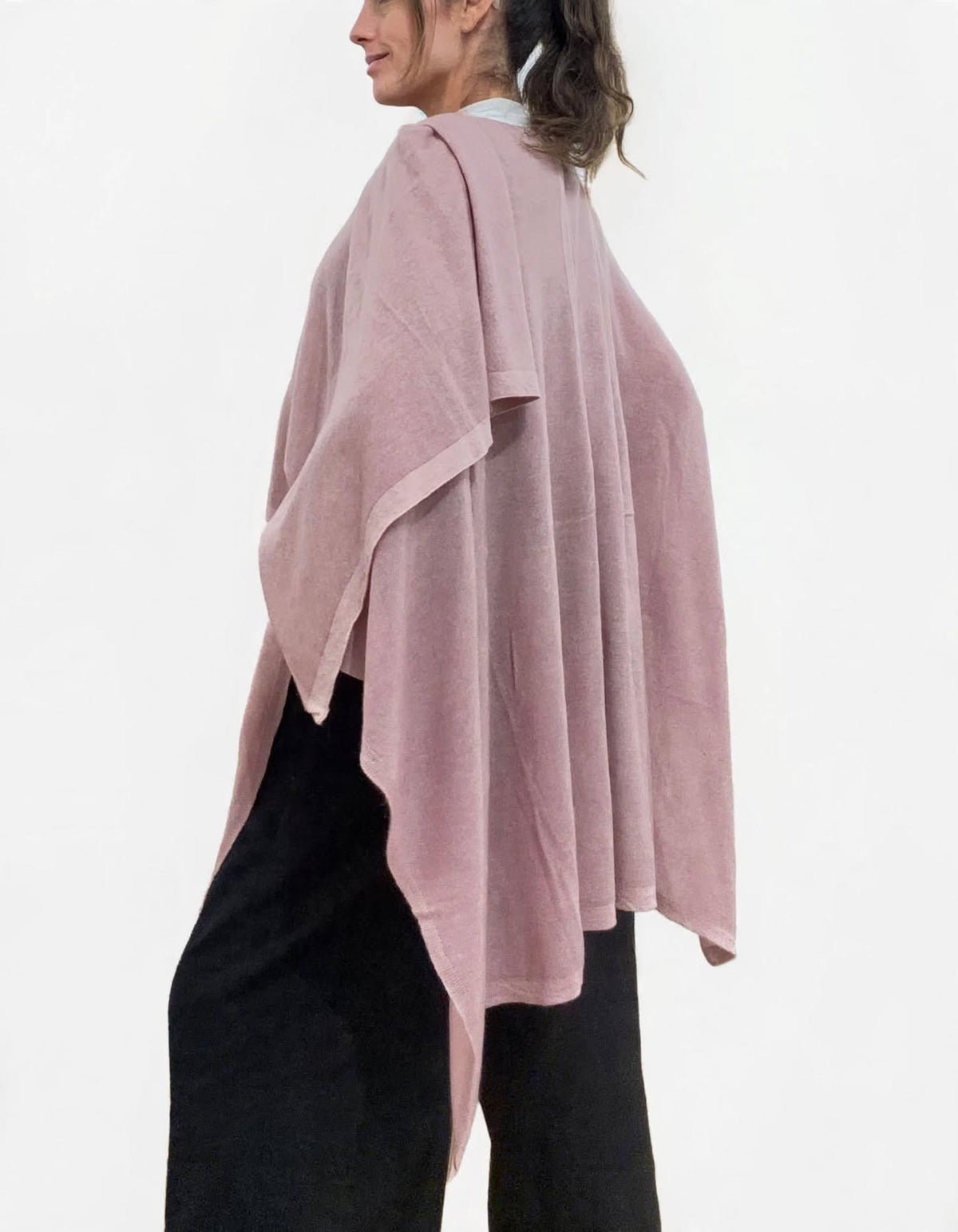 100% Cashmere Draped Long Wrap ROSE