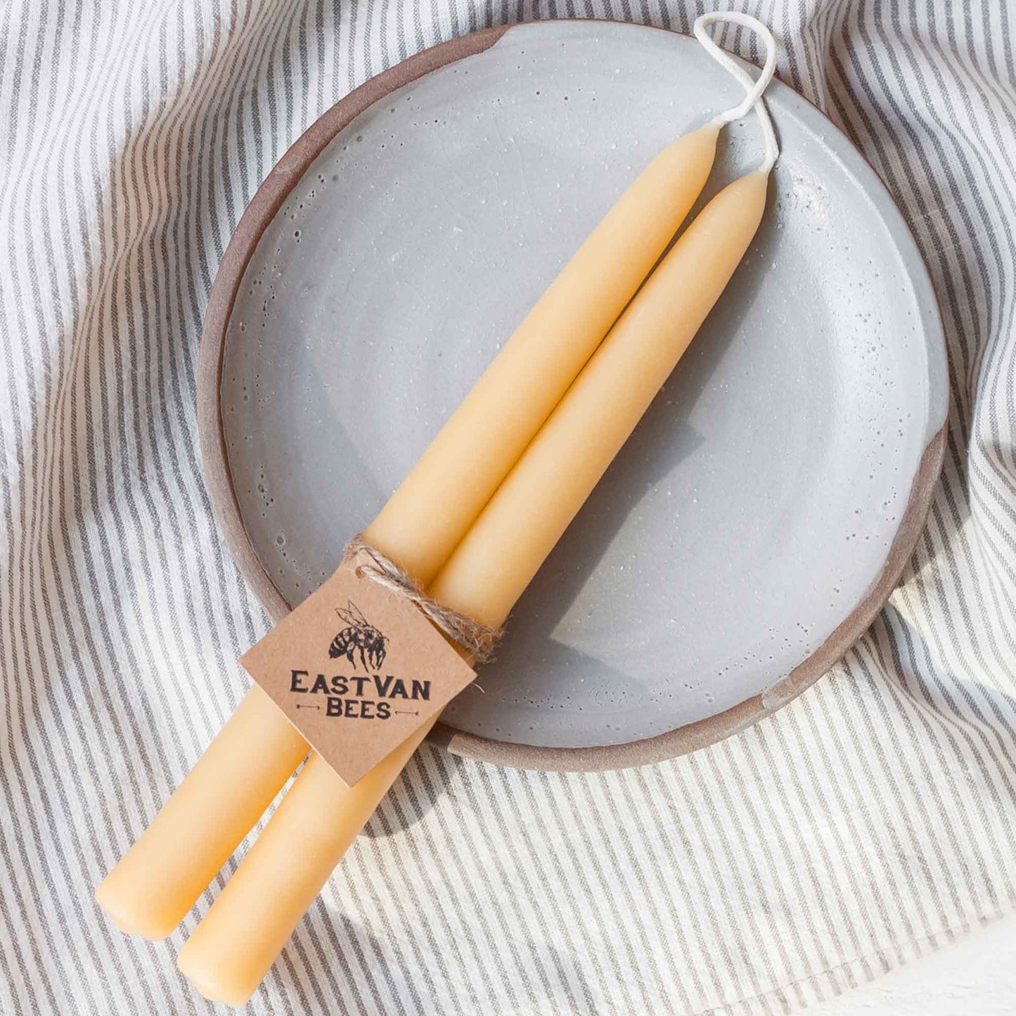 Hand-dipped beeswax taper Candles 9 Inch pair