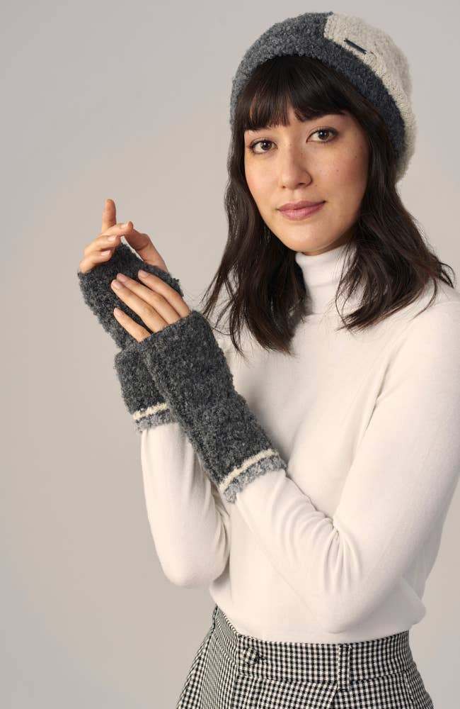 Alma Alpaca Hand Warmers | Boucle Alpaca Fingerless Gloves: Gray