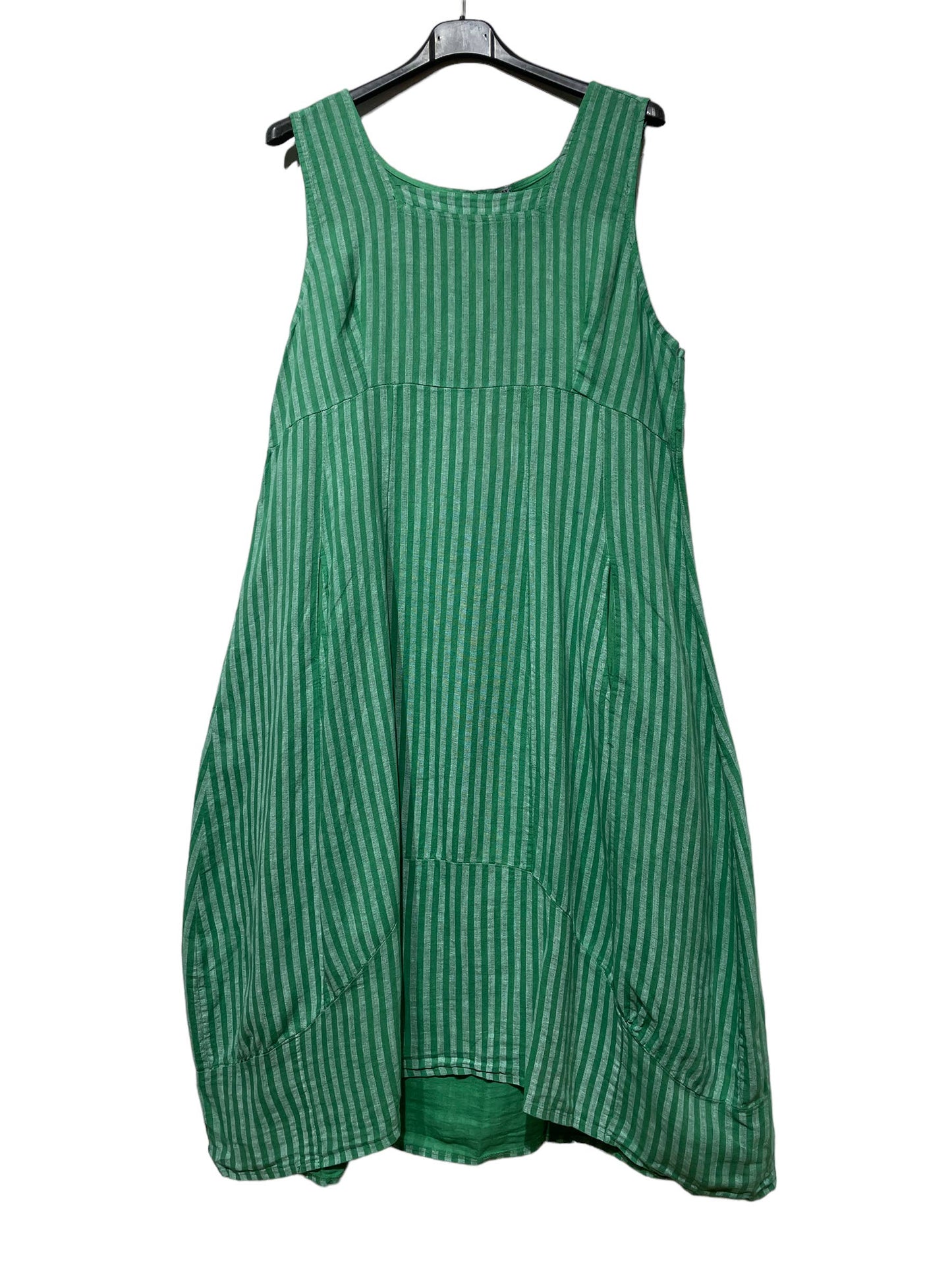322 LINEN DRESS WITH VERTICAL STRIPES: GRANATA