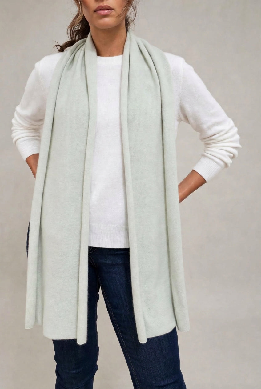 Solid cashmere knitted muffler Seafoam green