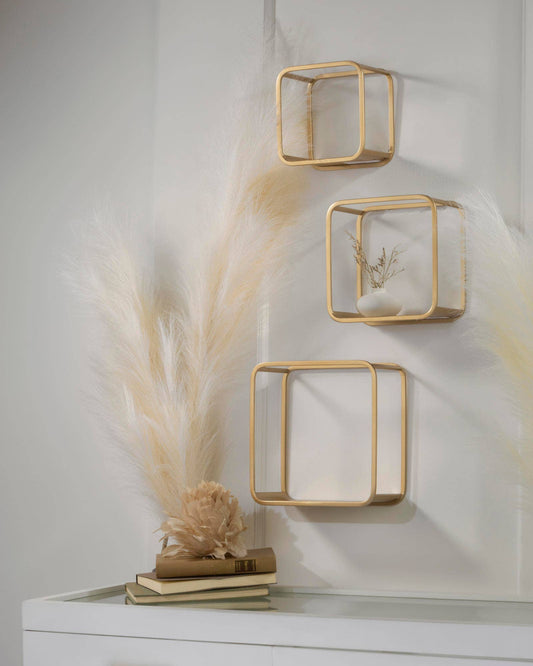 Square Cube Wall Shelves - Set of 3 - Metal
