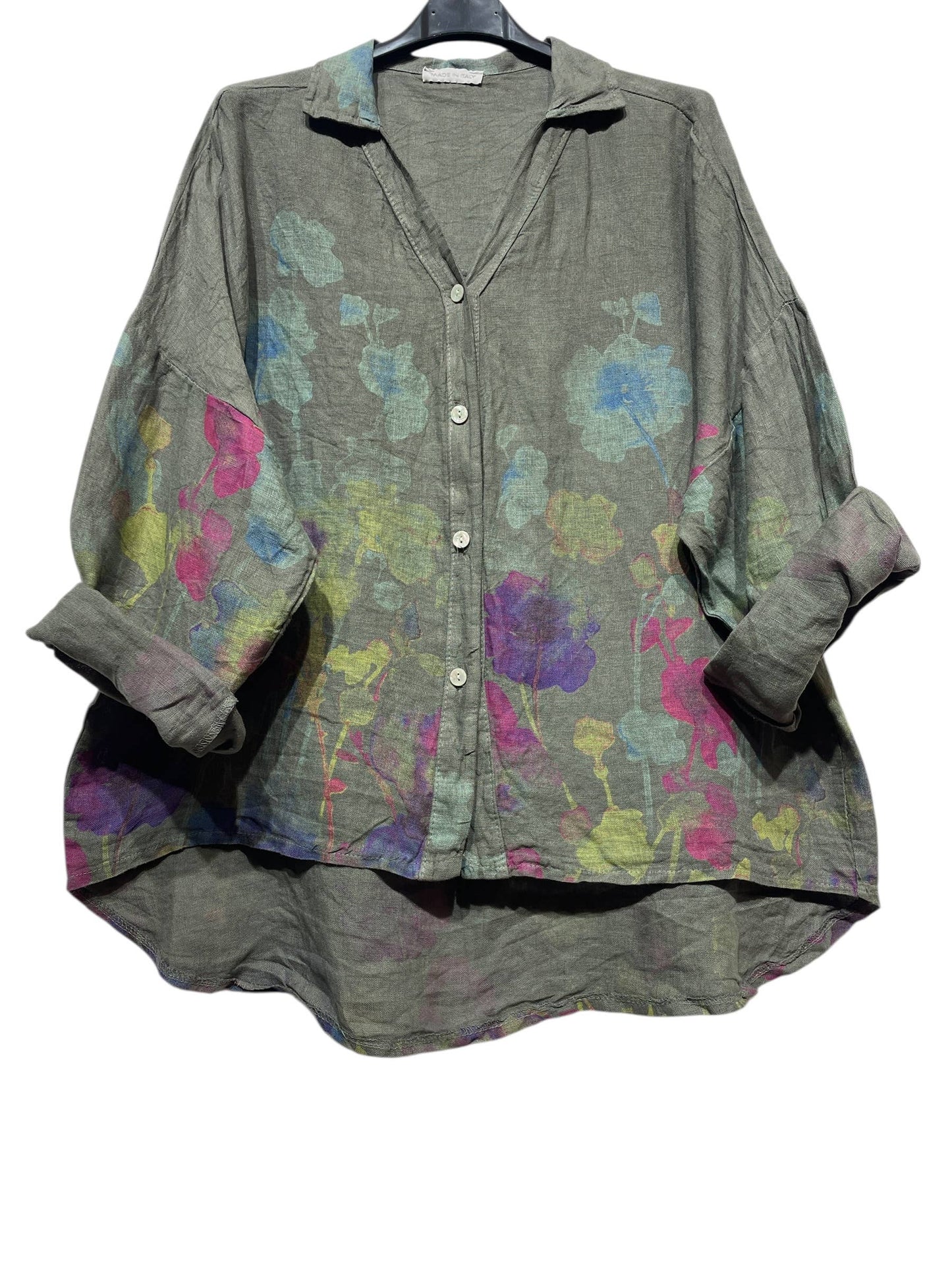 LINEN SHIRT SPRING SUMMER CLOTHING 48902 🌹 🌸: CORAL