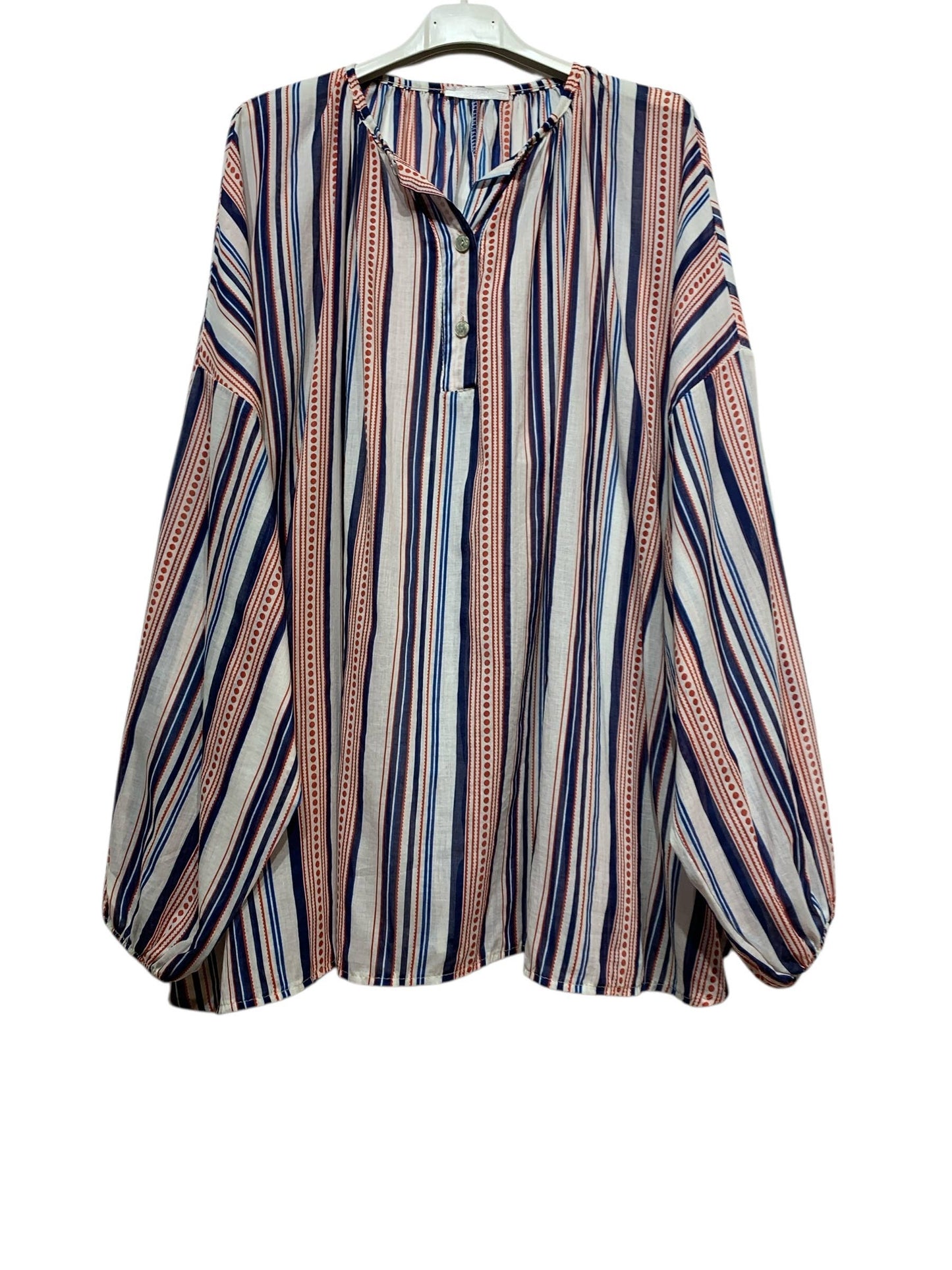 COTTON STRIPED SHIRT 5362: MARINE Blue