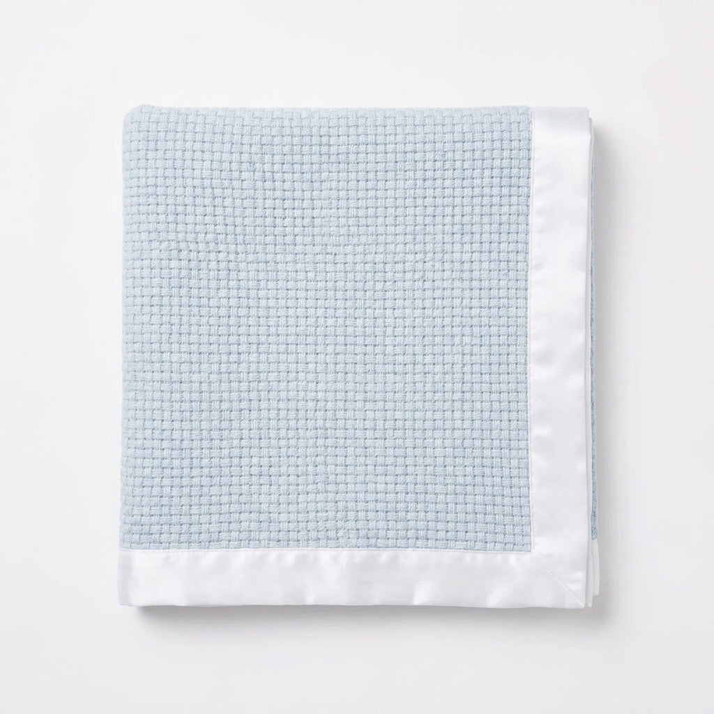 Waffle Baby Blue Pure Cashmere Baby Blanket Blue