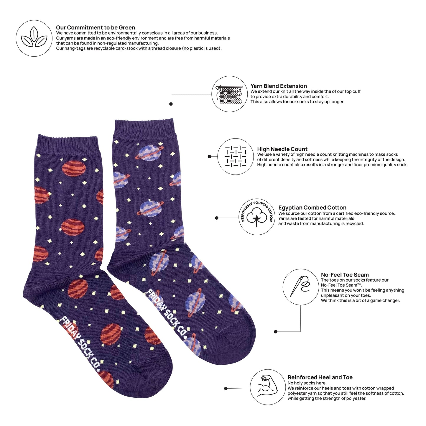 Women's Jupiter & Saturn Socks: Women’s 5 – 10