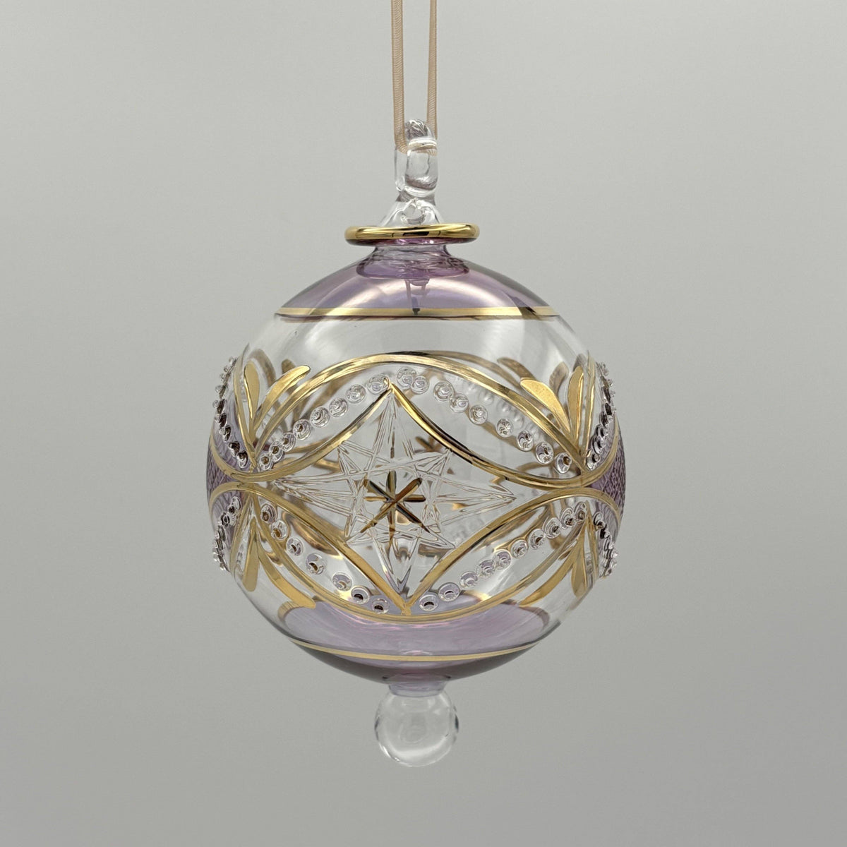Blown Glass Ornament - Carousel Lavender