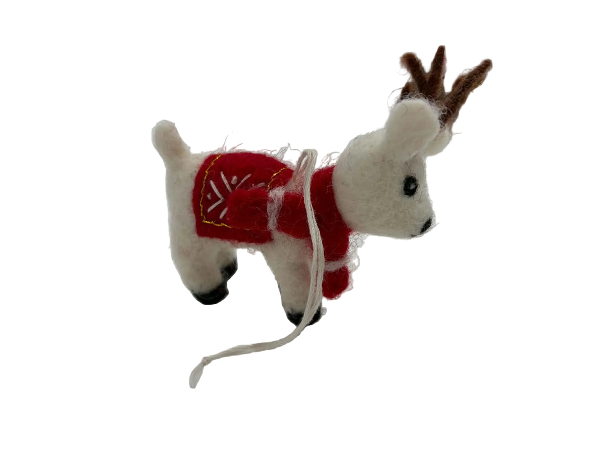 Baby White Deer Ball Wool Ornament