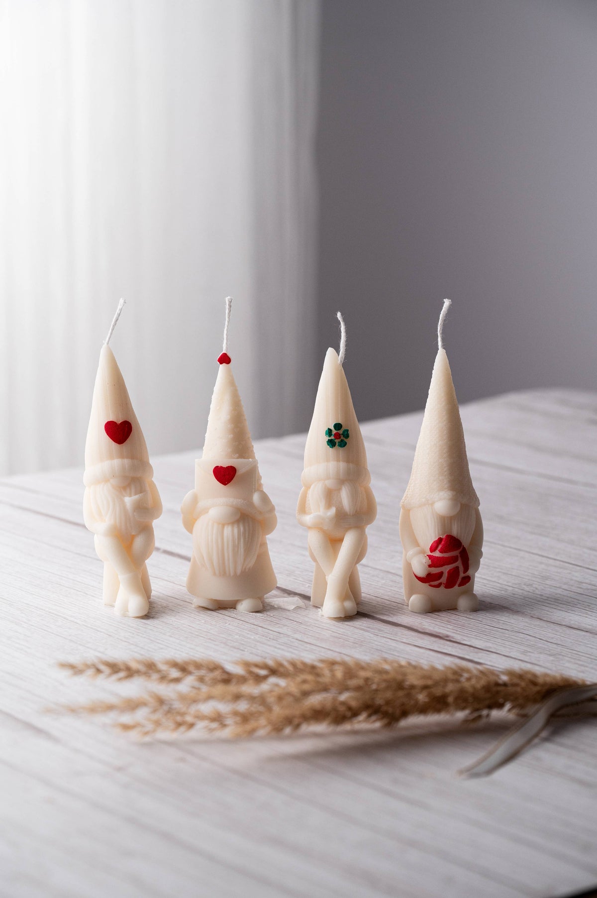Mini Mini Cute Gnome Candle Set of 4!  In a pure raw  silk gift bag