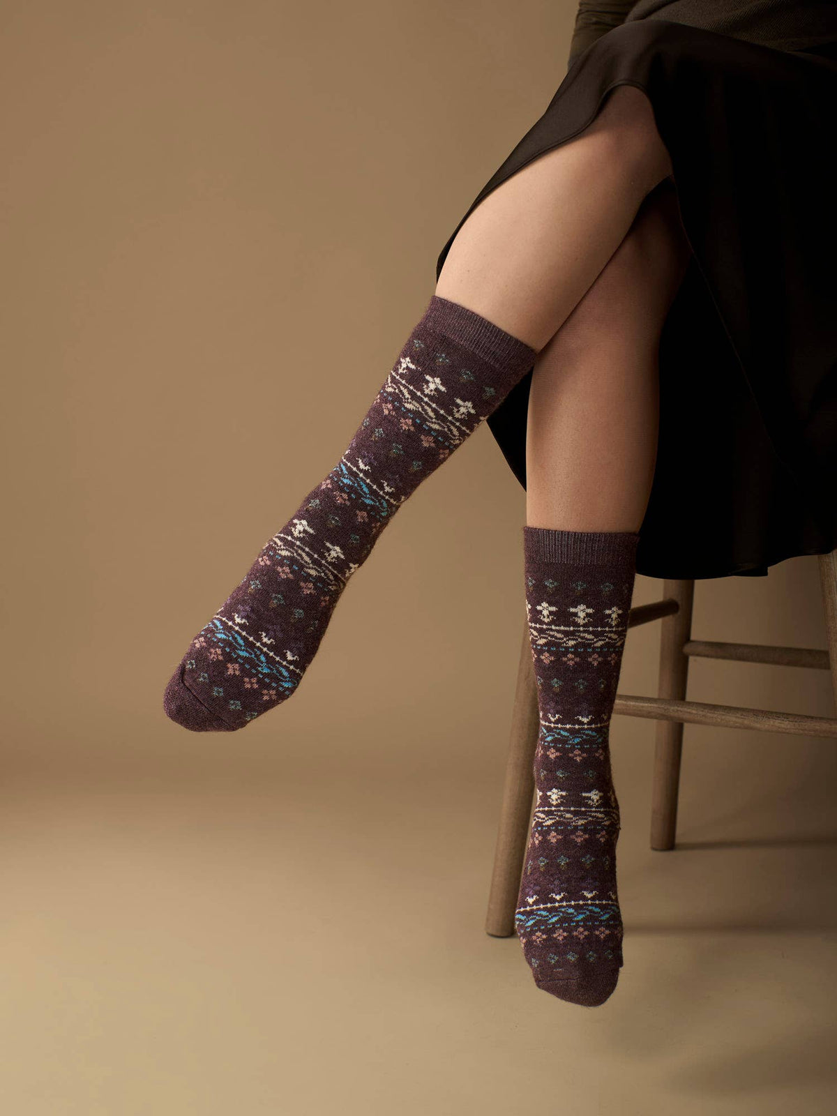 Colorado Alpaca Socks | Light Cushion Socks | Crew Socks: Purple / Medium