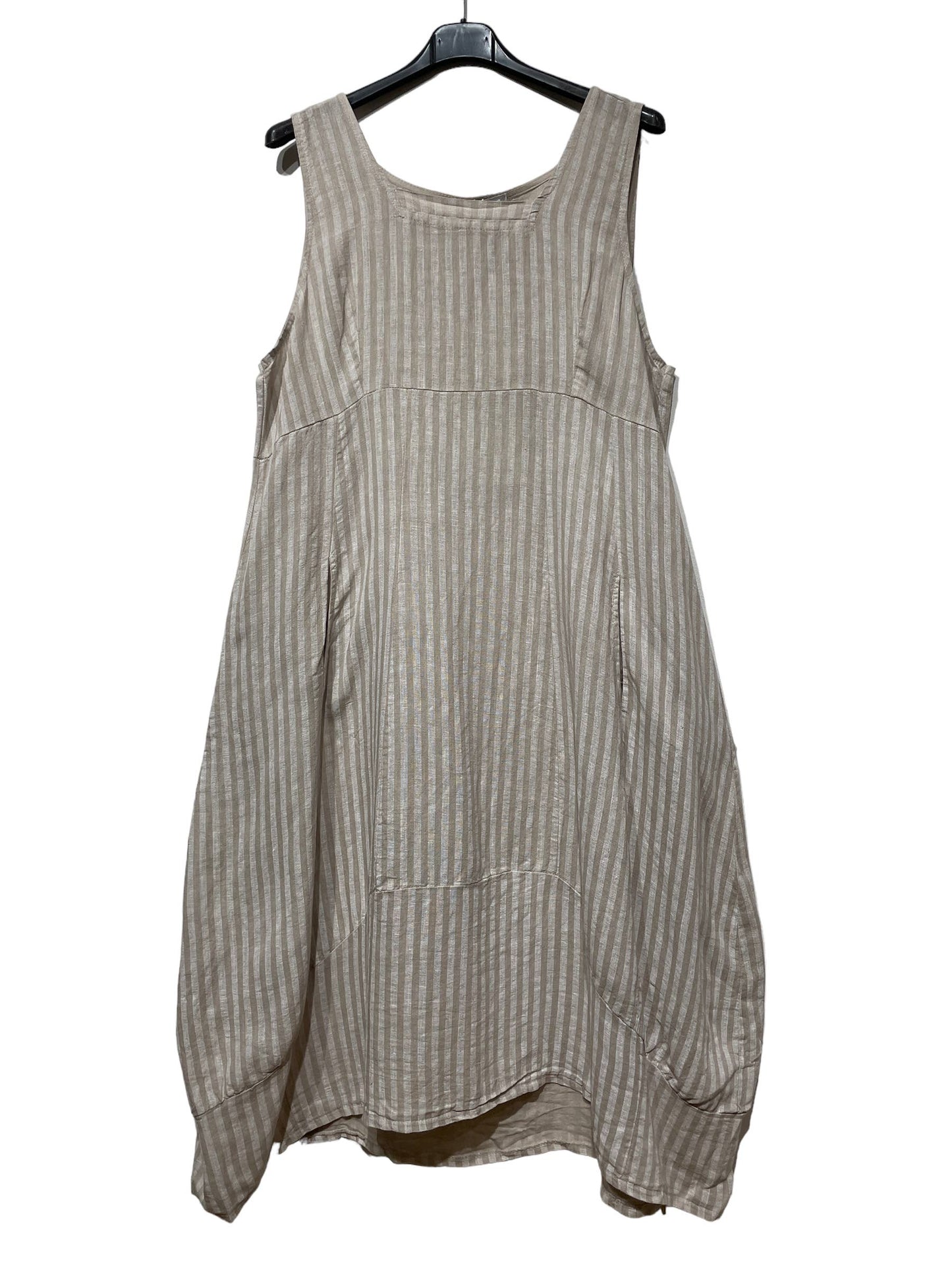 322 LINEN DRESS WITH VERTICAL STRIPES: GRANATA