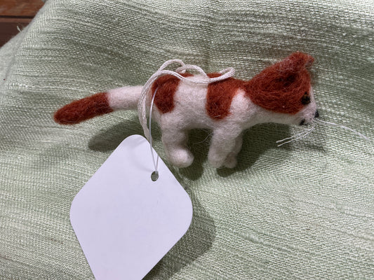Cat with burnt orange markings wool ornament
