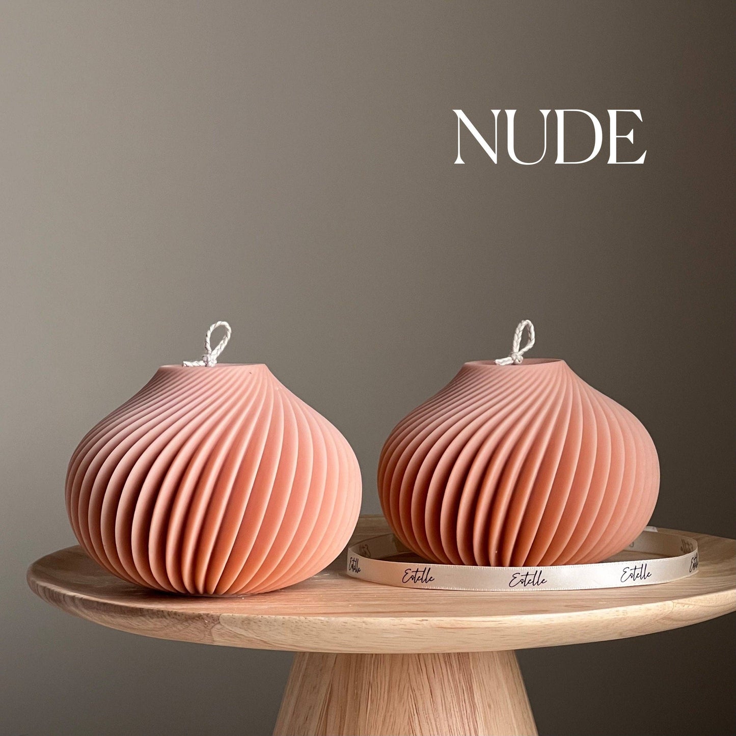 Handmade Spiral Soy Wax Candle: Minimalist Home Decor: Nude / Unscented