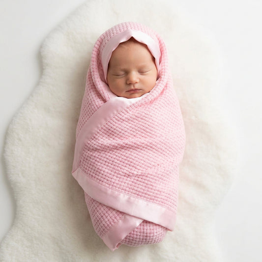 Waffle Pink Pure Cashmere Baby Blanket
