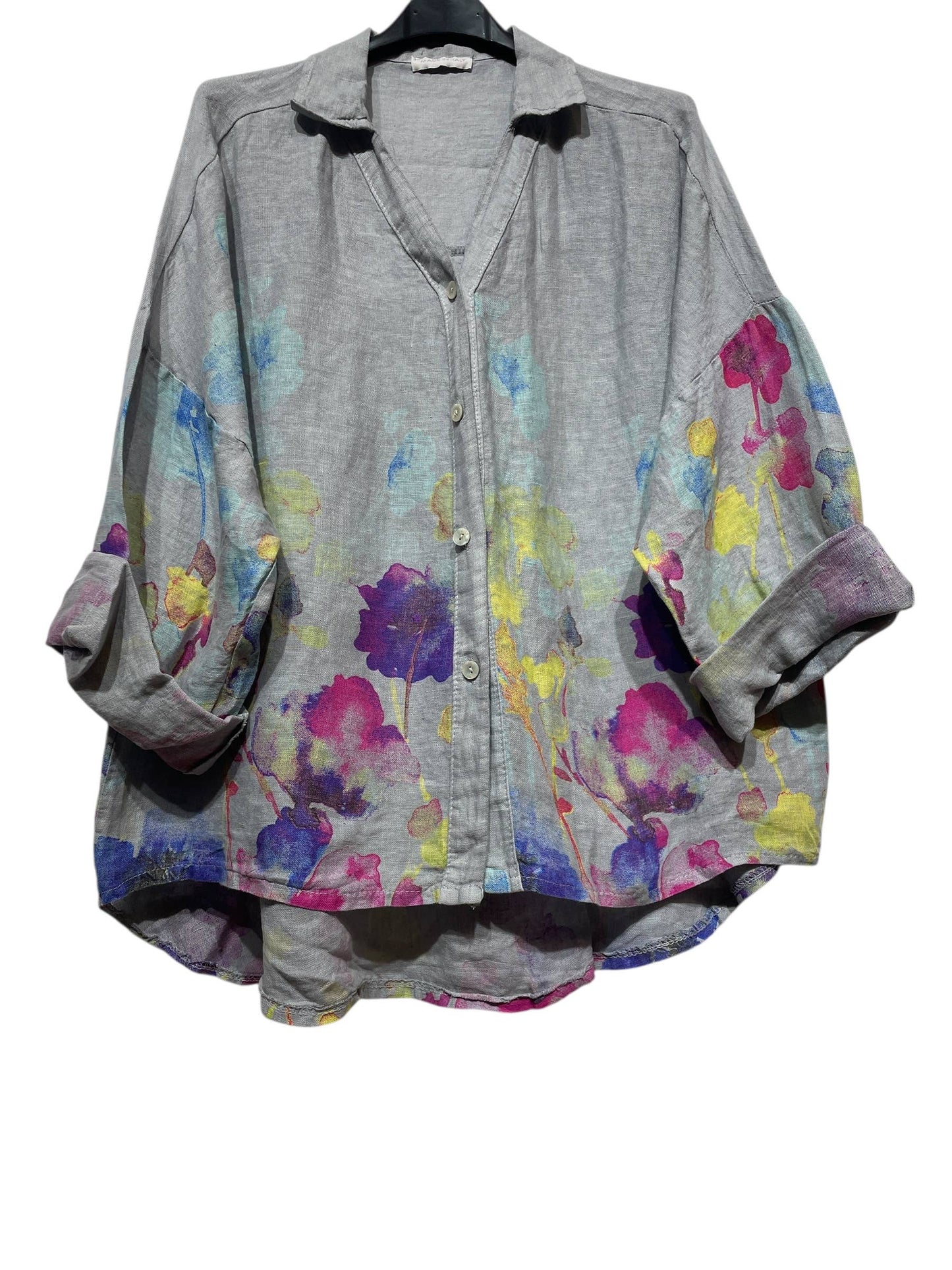 LINEN SHIRT SPRING SUMMER CLOTHING 48902 🌹 🌸: CORAL