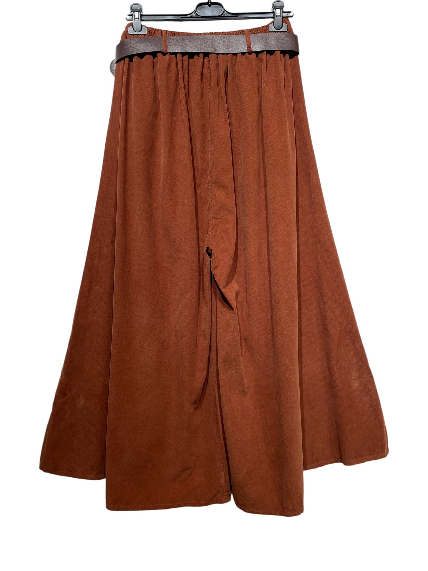 22503 TROUSERS WITH VELVET BELT, COTTON: RUST