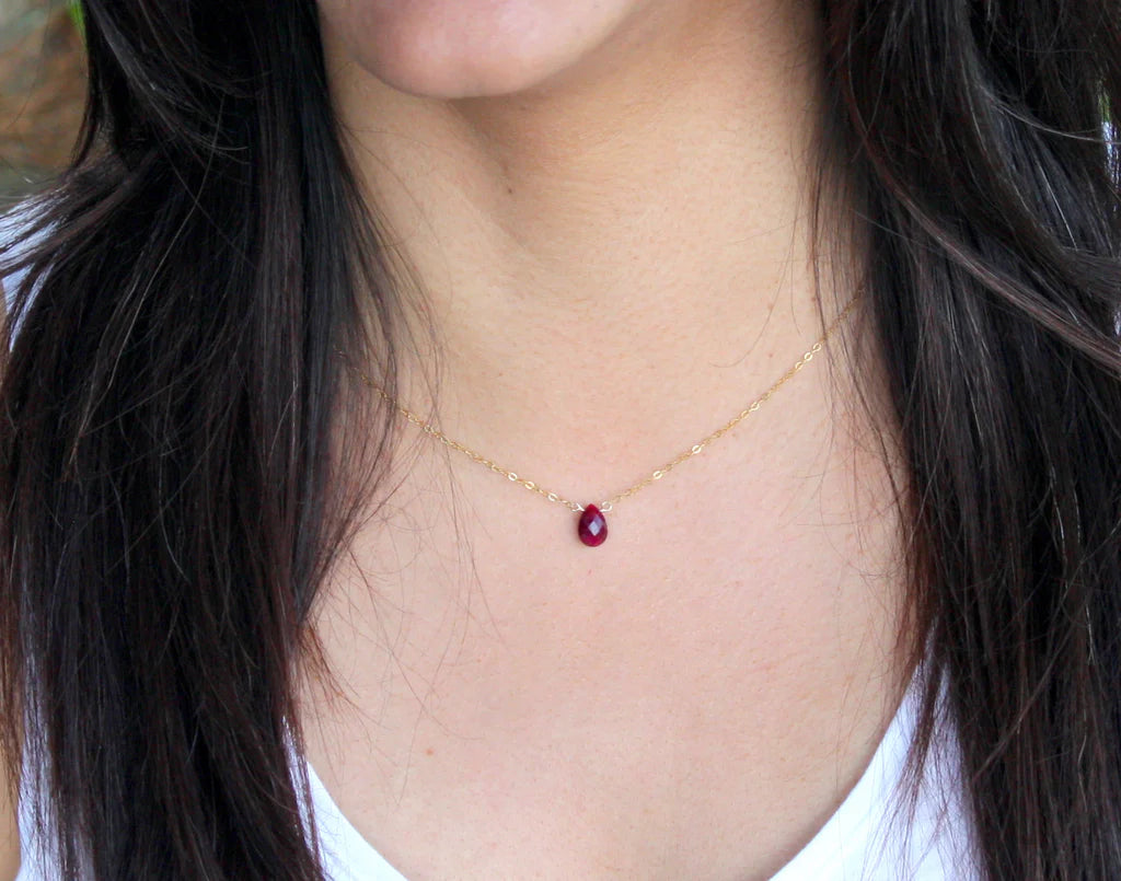 Gold Necklace with Gem Pendant