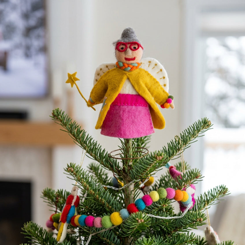 Funky Fairy Godmother Tree Topper Pink and Yellow