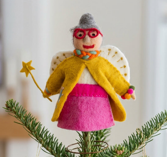 Funky Fairy Godmother Tree Topper Pink and Yellow