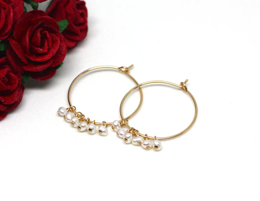 Gold Hoop Large Earrings with Gems $70