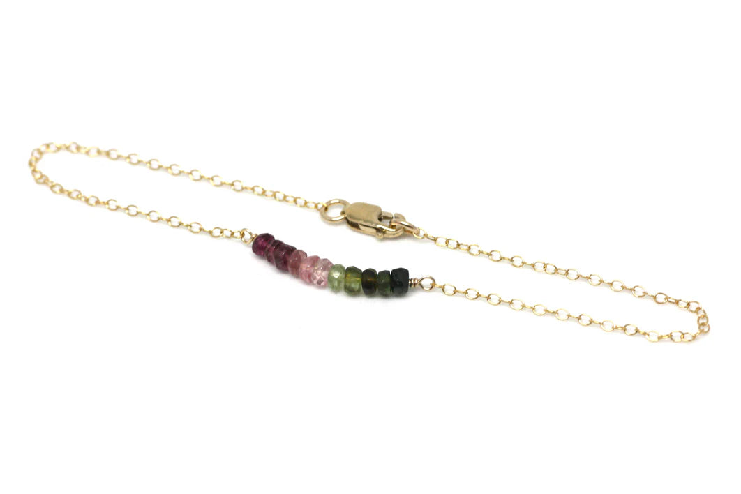 Gold Bracelet Gemstone Bar $40