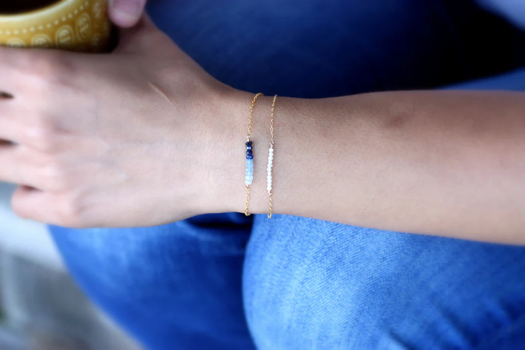 Gold Bracelet Gemstone Bar $40