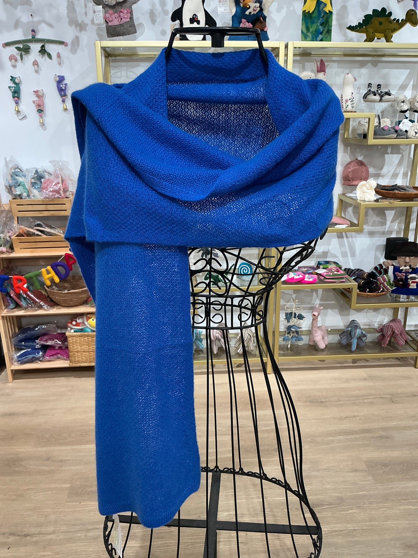 Jali Design Pure Cashmere Knitted Scarf cobalt blue