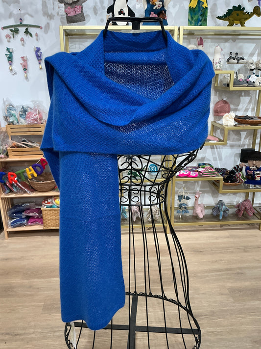 Jali Design Pure Cashmere Knitted Scarf cobalt blue