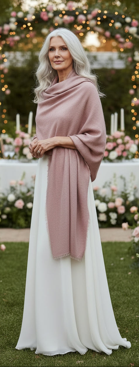 Boutique Hand Woven 100% Pure Cashmere Shawl Ashes of Rose