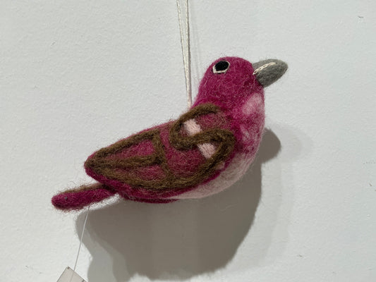 Purple finch bird hand felted wool ornament 279