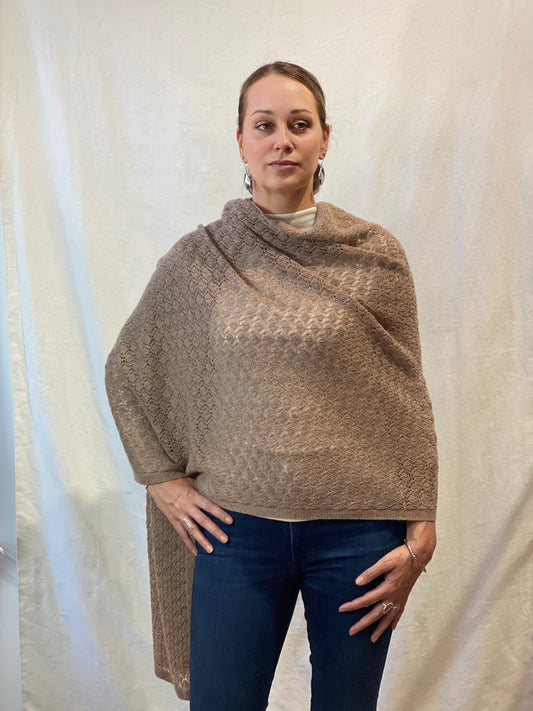 Beige Crochet Cashmere Shawl
