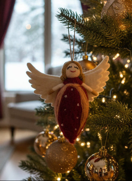 Burgundy Angel Ornament
