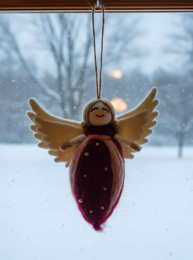 Burgundy Angel Ornament