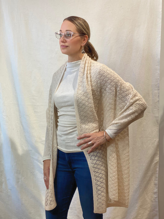 Ivory Crochet Cashmere Shawl