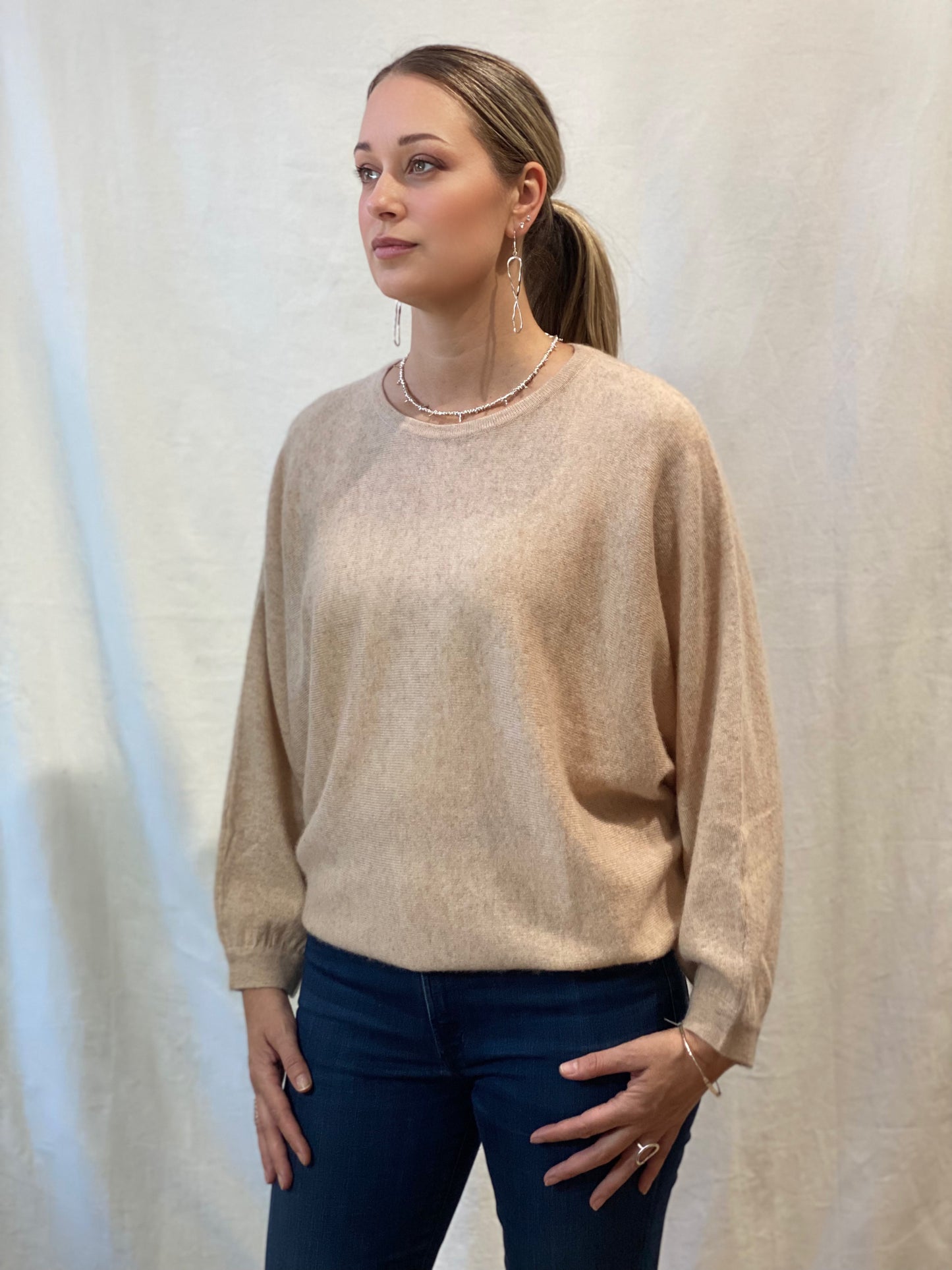 100% Pure Cashmere Butterfly Sweater Ivory Cream
