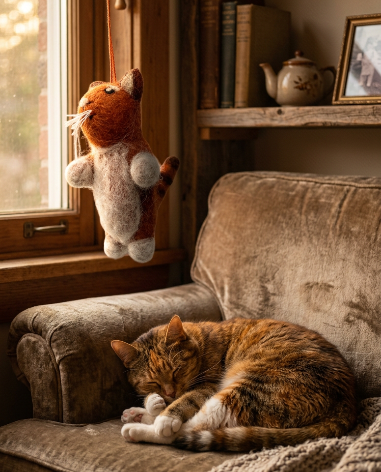 Dark Orange Tabby Kitty Ornament 256