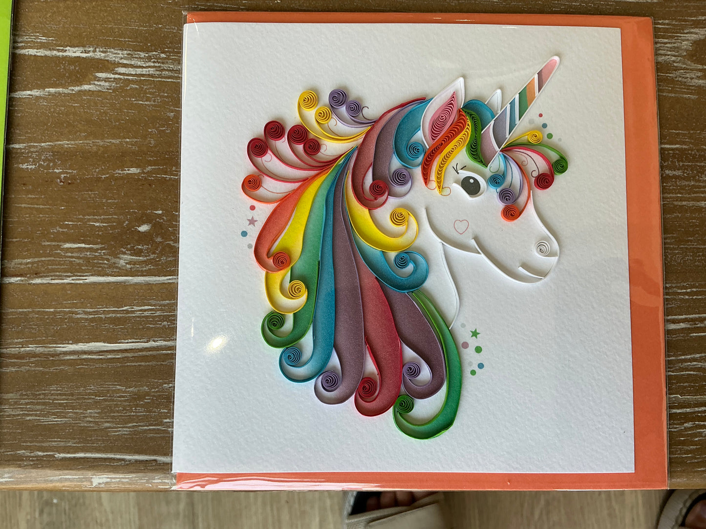 Unicorn hand made quilling card