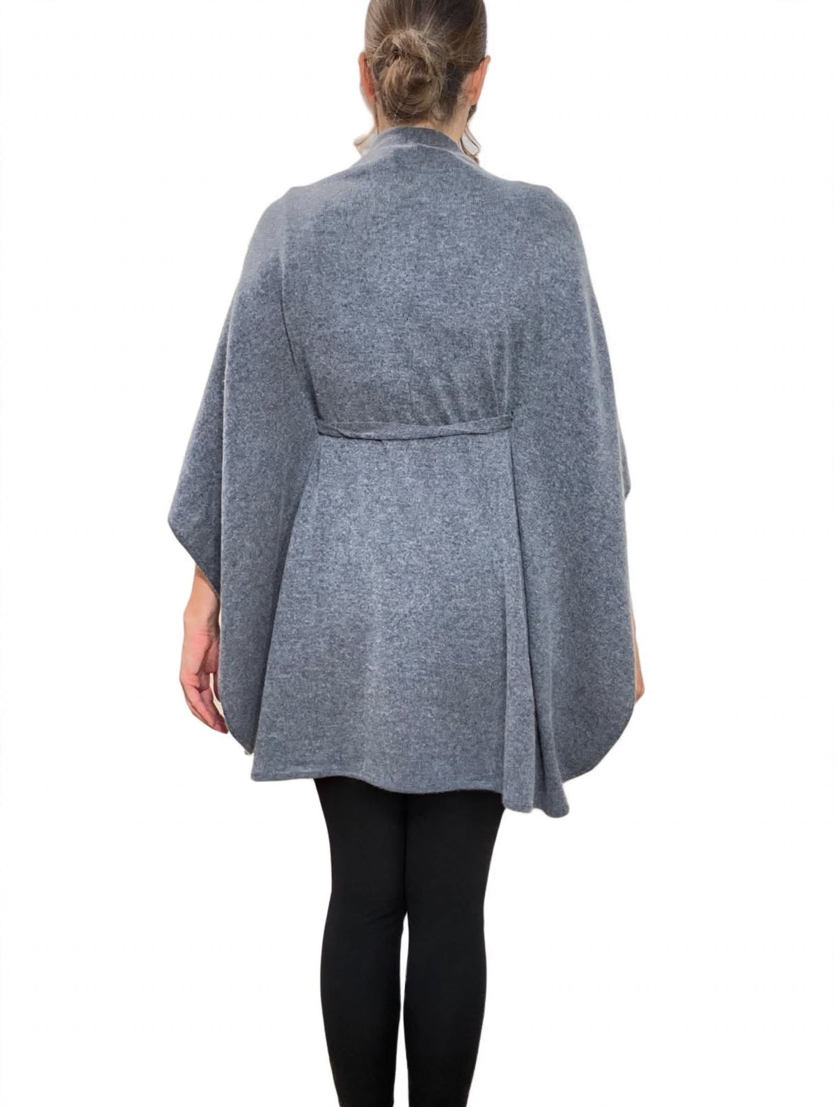 Pure Cashmere DARK GREY  Poncho - Belted Wrap Boutique 2026