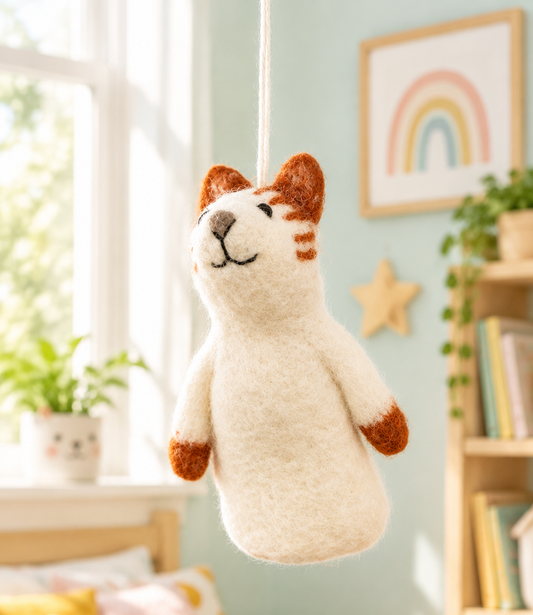 Ginger and White Kitty Finger Puppet Ornament 252